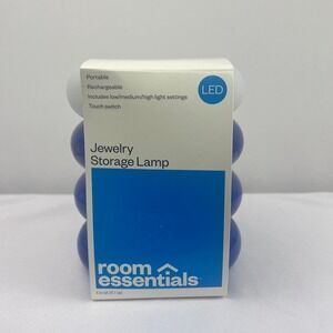 Room Essentials Jewelry Storage Lamp Blue White LED Rechargeable Touch Switch